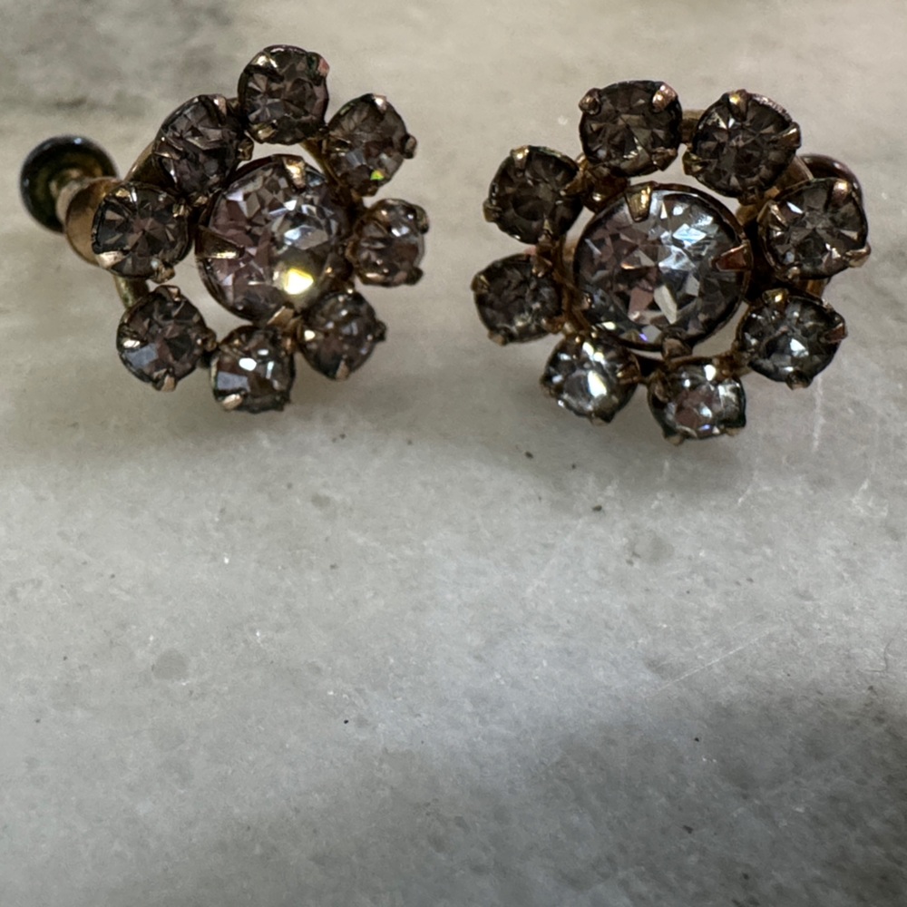 Antique Georgian c.1800s Paste cluster Earrings screw back